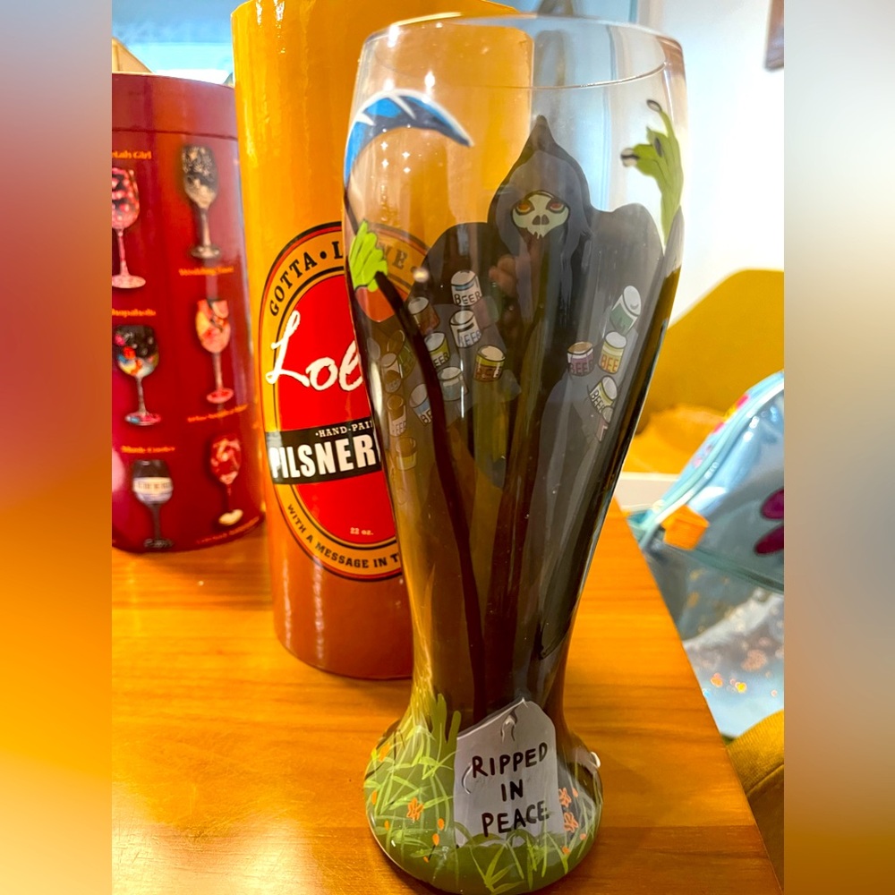 Lolita hand painted beer glass